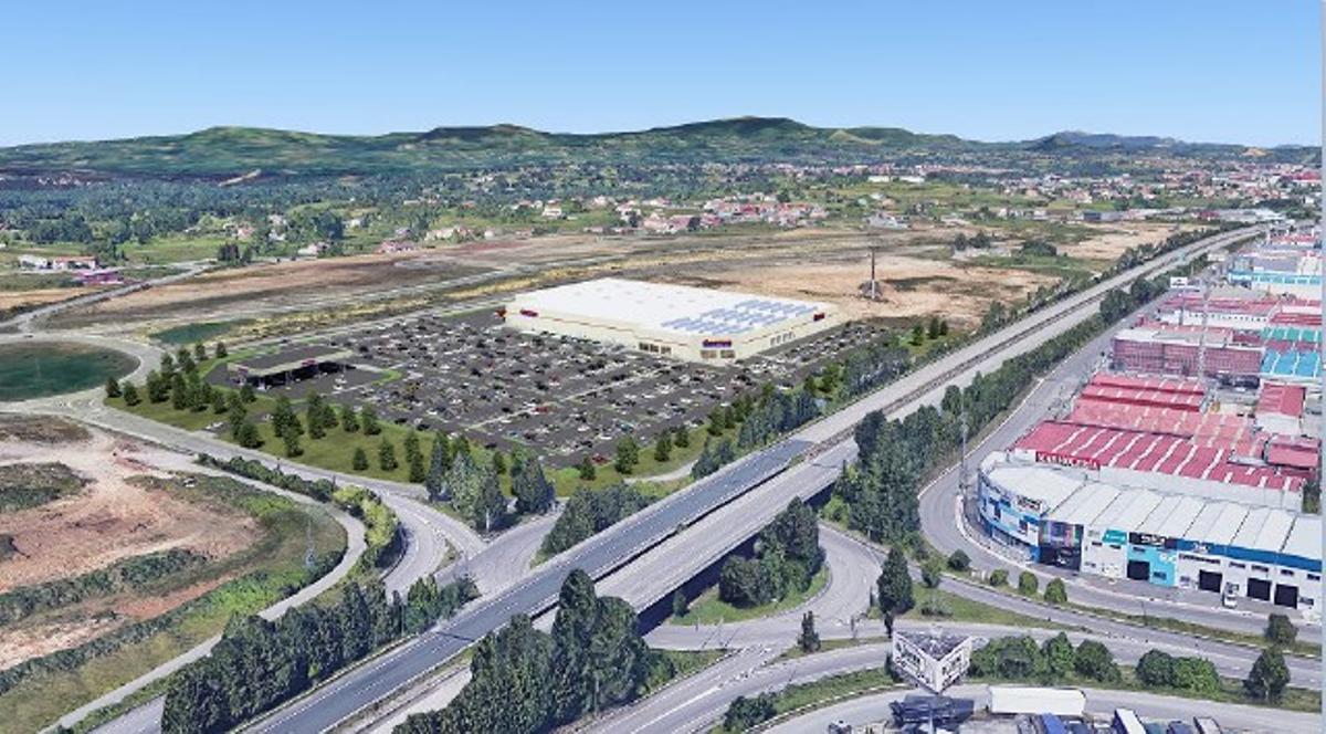 Recreación del proyecto, con una perspectiva desde la zona de la autovía.