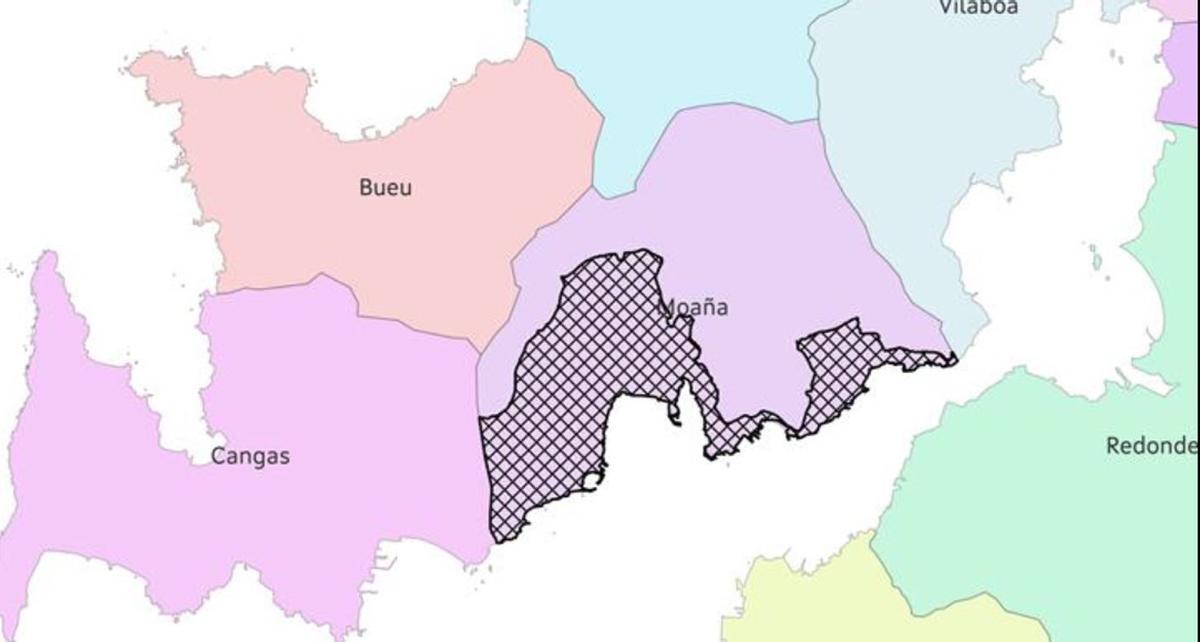 En cuadros negros, la superficie de territorio moañés declarada Zona Libre de Caza. | FIRMA