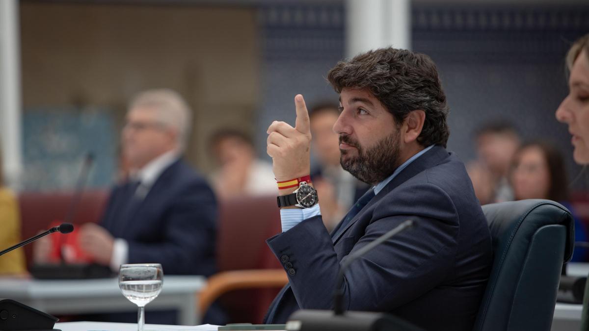 Fernando López Miras, en el pleno del pasado miércoles de la Asamblea Regional