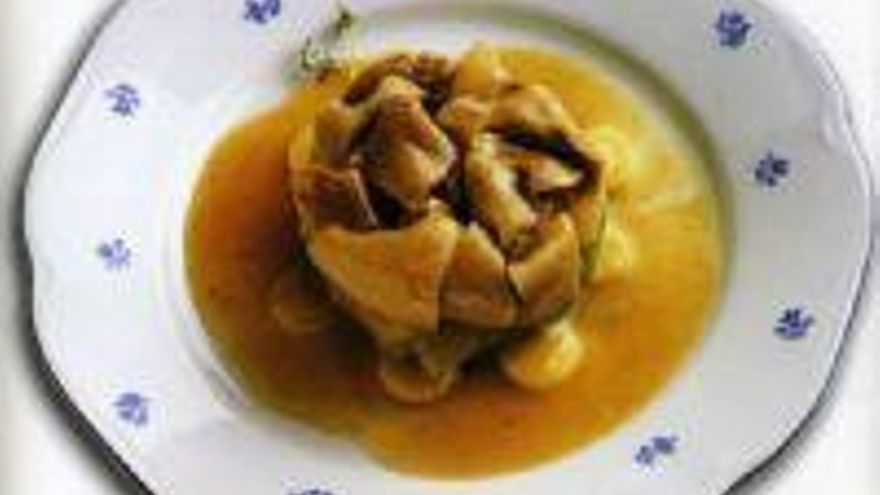Morros de ternera con borrajas y patata confitada Morros de ternera con borrajas y patata confitada