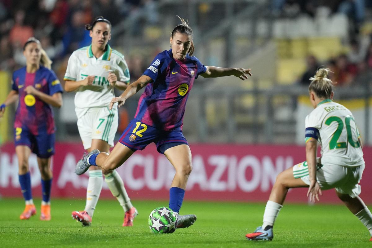 Patri Guijarro, en el partido de Champions contra la Roma