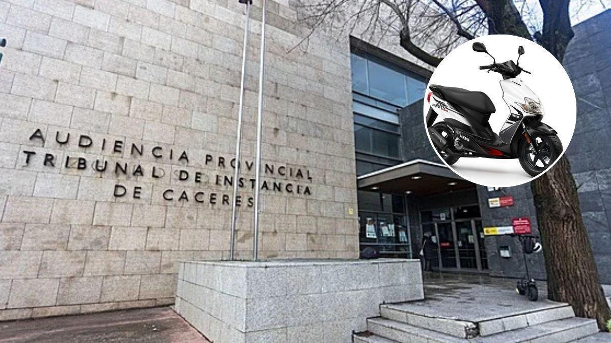 Audiencia Provincial de Cáceres. En la imagen redonda, uno de los ciclomotores del trueque.