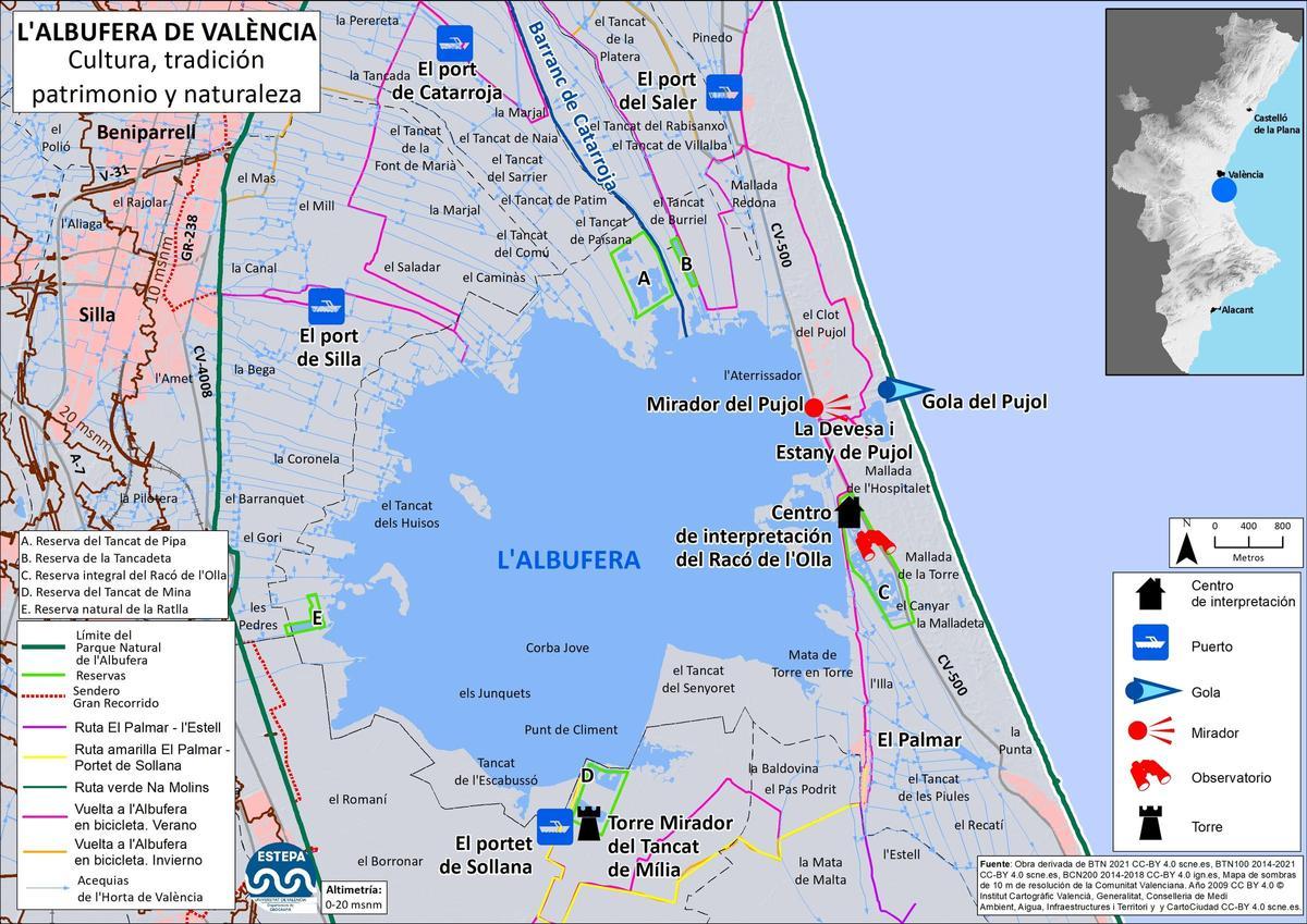 Mapa de l'Albufera de València.