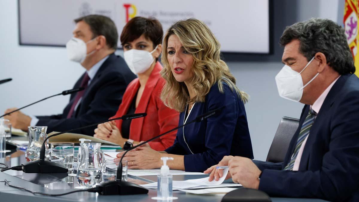 Yolanda Díaz en la rueda de prensa posterior al Consejo de Ministros