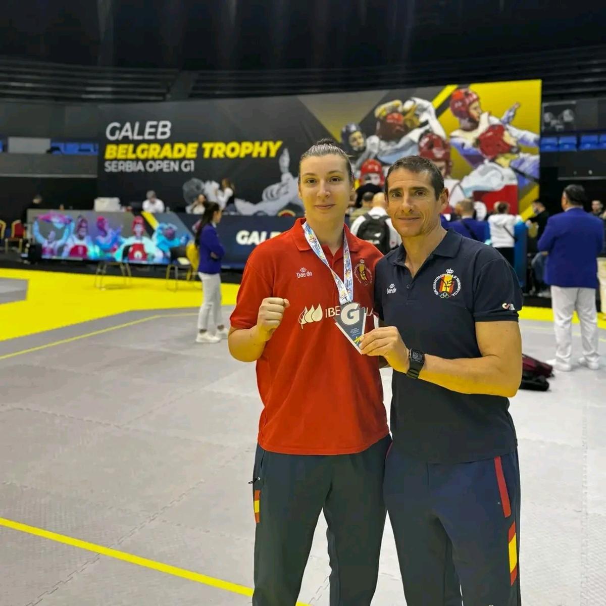 Tania Castiñeira, en el Open de Serbia de Taekwondo de este año.