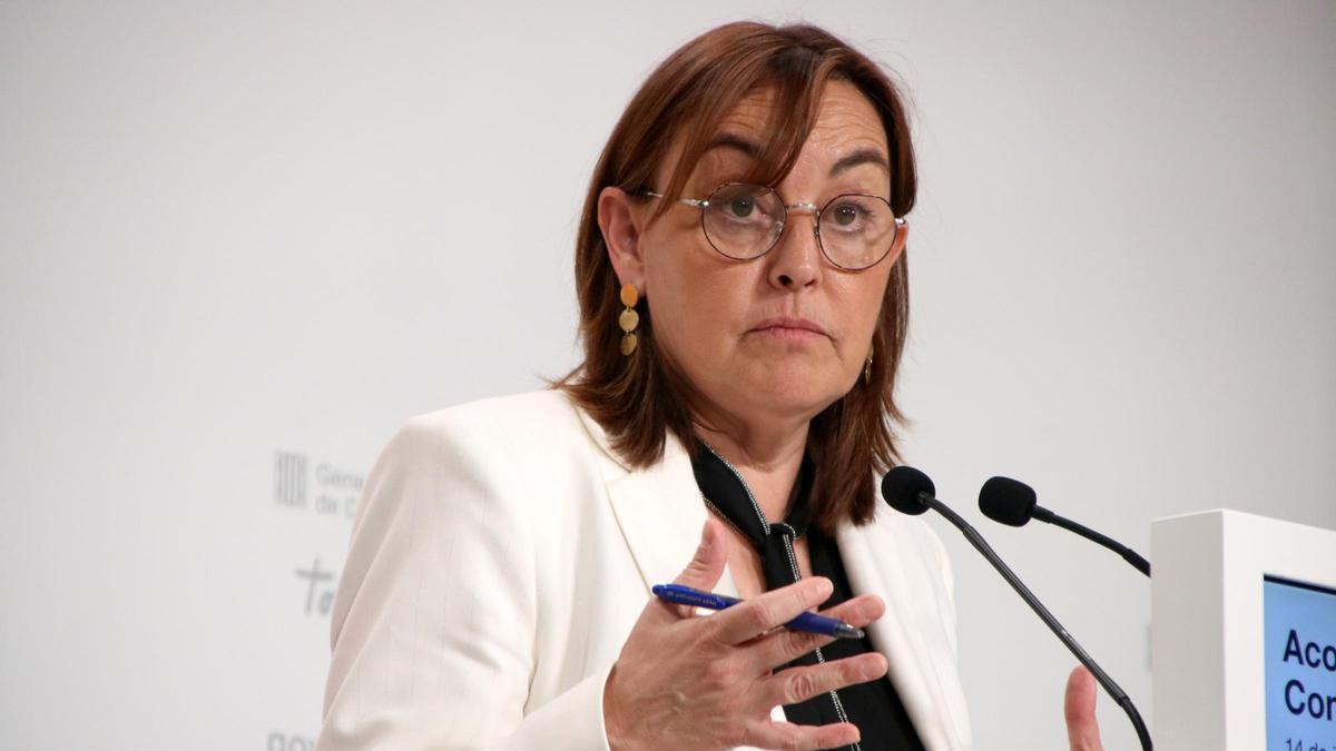La portaveu del Govern, Sílvia Paneque, en la roda de premsa de l'executiu.