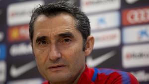 Valverde, en la sala de prensa de la Ciudad Deportiva