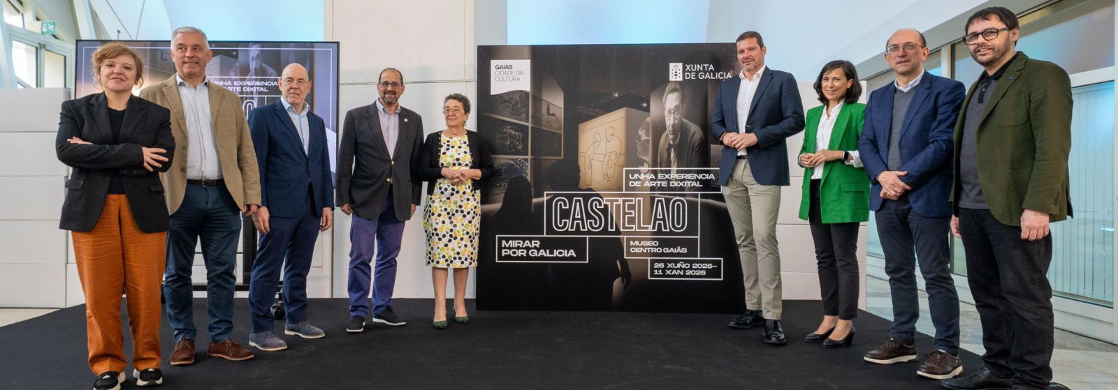 Por la izquierda, Santos, García, Seixas, Monteagudo, Álvarez, López, Vázquez, Lorenzo y Seijo, en el Museo Centro Gaiás. | | CEDIDA