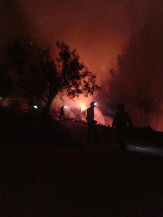 Imagen nocturna del incendio de Bolulla.