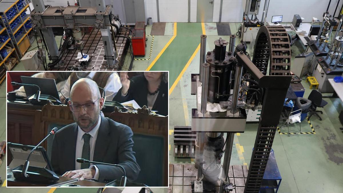 Uno de los talleres de Idonial en Avilés. En viceconsejero Iván Aitor Lucas