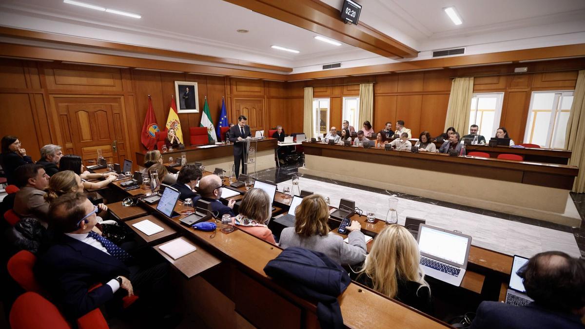 Debate sobre el estado de la ciudad en el salón de Plenos del Ayuntamiento de Córdoba.