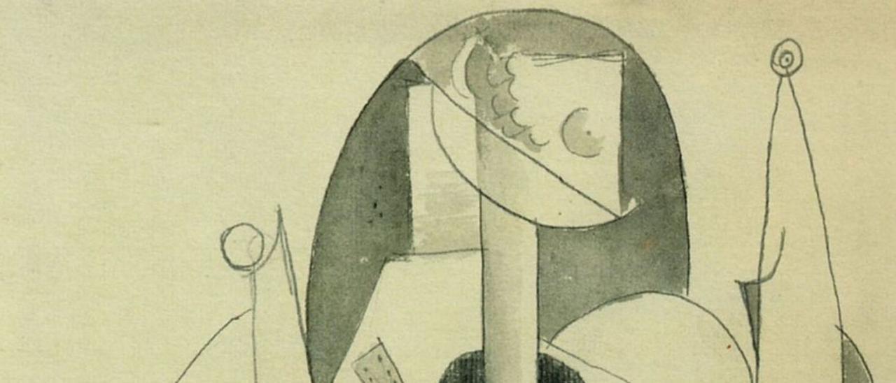 Dibujo de la etapa cubista del pintor Pablo Picasso que según una investigación reciente muestra que incluye una gaita de fol.   | // XUNTA