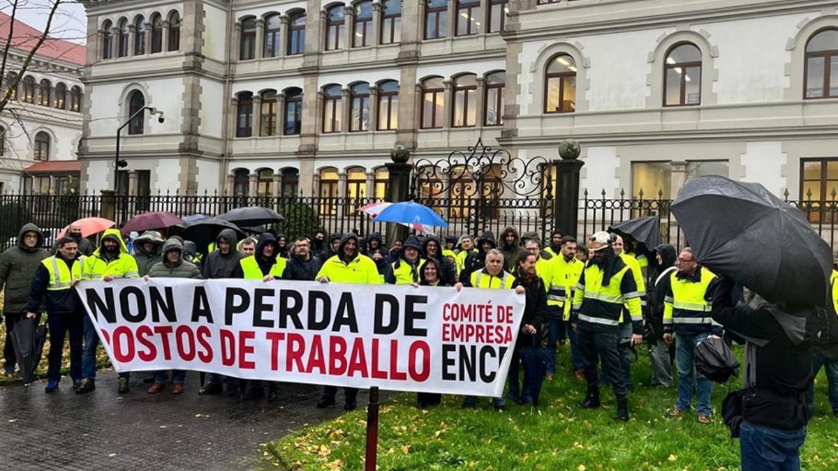 Protesta del comité de Ence en Santiago.