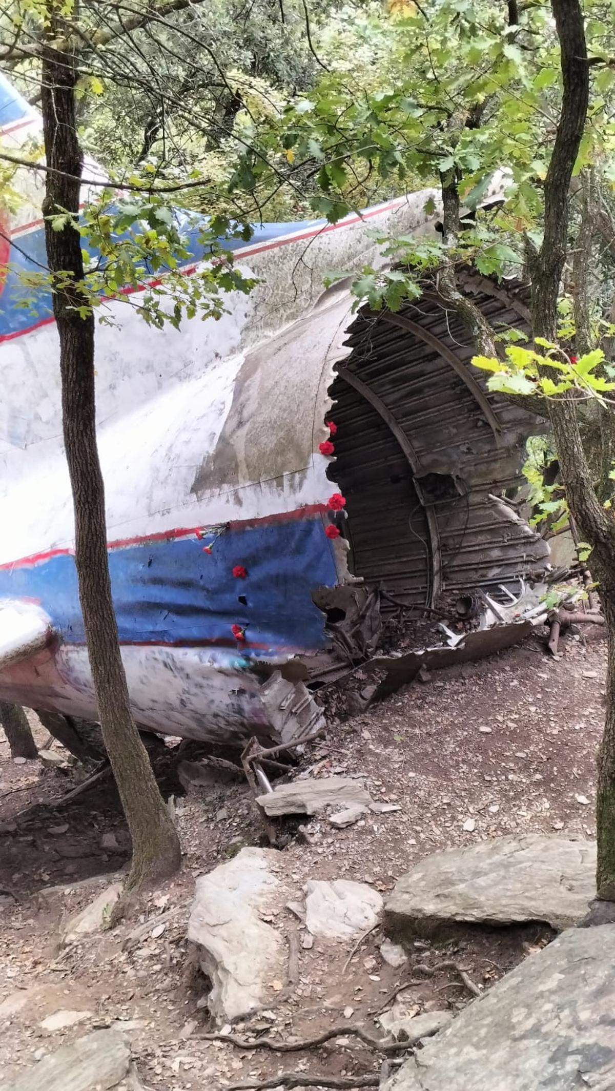Estat actual de les restes de l'avió dels bombers francesos