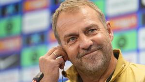 Hansi Flick, en la rueda de prensa previa al encuentro del Barça contra el Atlético en Montjuïc.