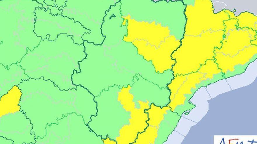 Alerta amarilla por riesgo de lluvias y tormentas en Huesca y Teruel