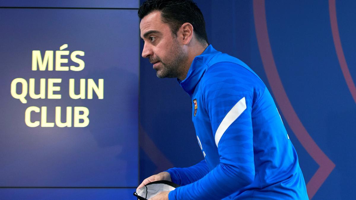 Xavi, en la sala de prensa de la ciudad deportiva.