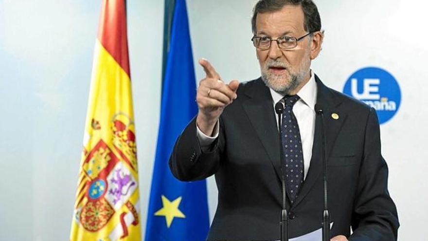 El president en funcions, Mariano Rajoy, ahir a Brussel·les