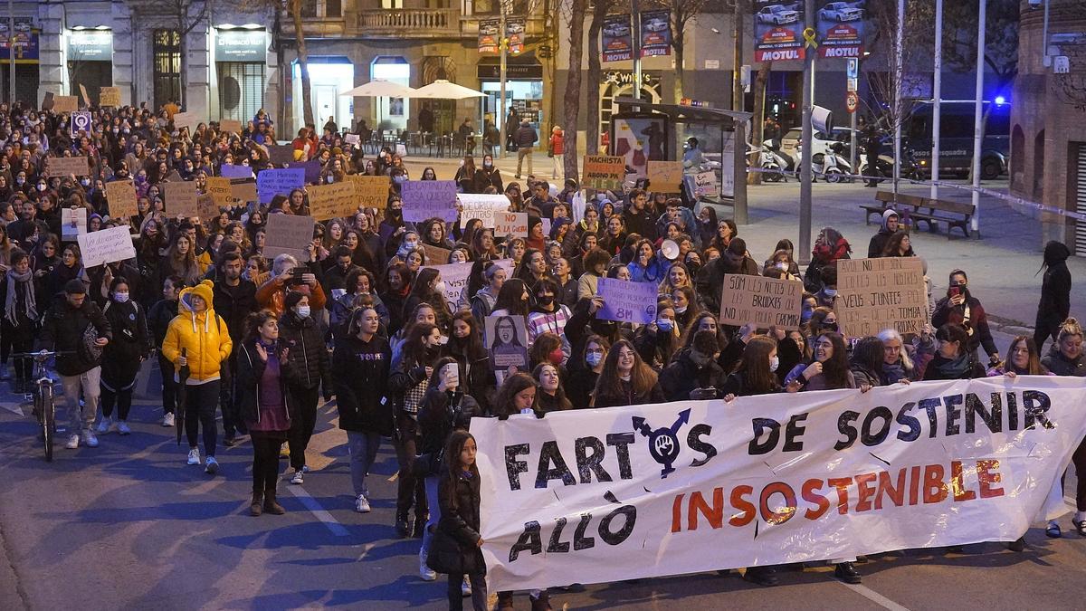 Imatge de la manifestació del 8-M a Girona