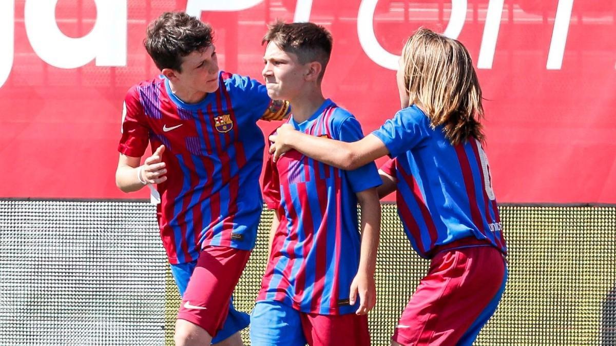 El Barça celebra el pase a la final de LaLiga Promises