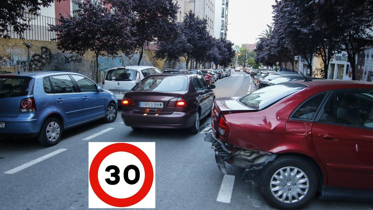 Las calles de un carril por sentido, o simplemente de un solo carril, bajan de 50 km/h hasta 30 km/h. En la foto, ronda del Carmen.
