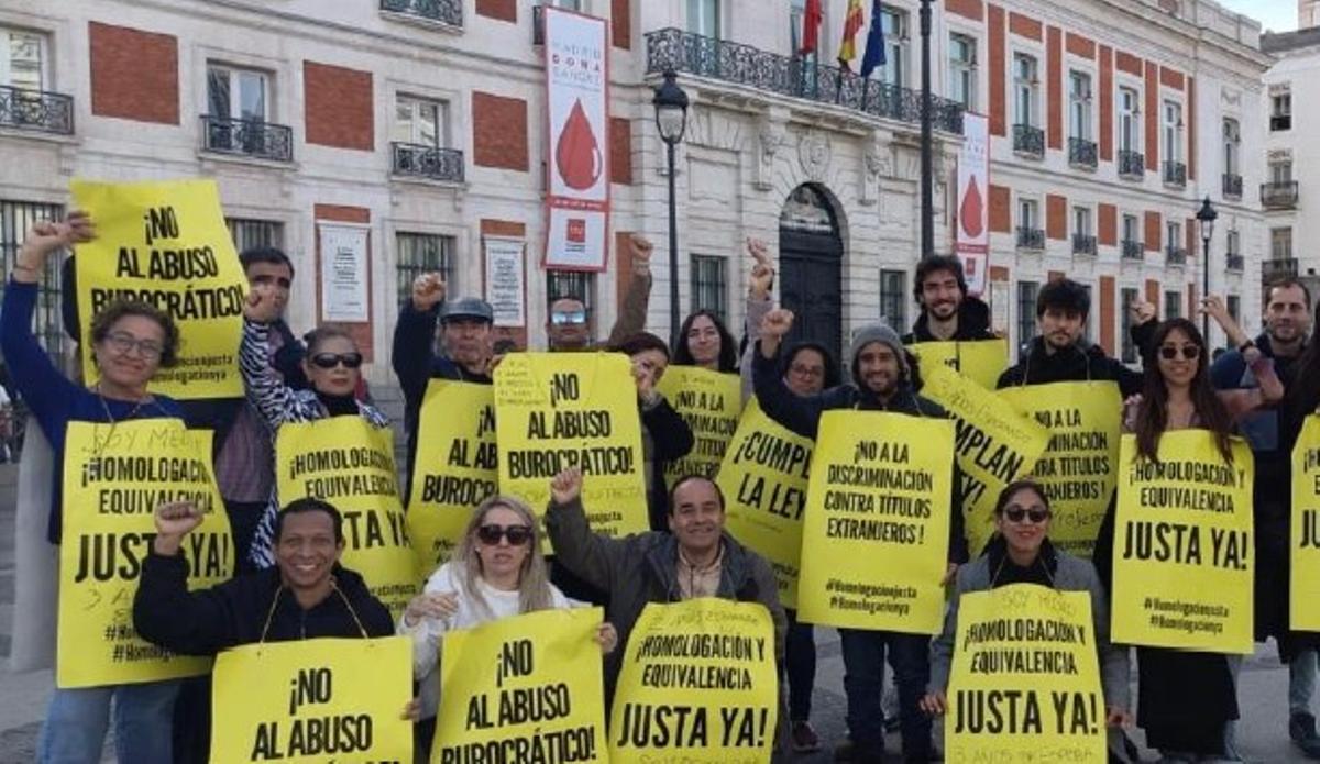 Manifestación del colectivo Homologación Justa Ya, el pasado febrero en Madrid