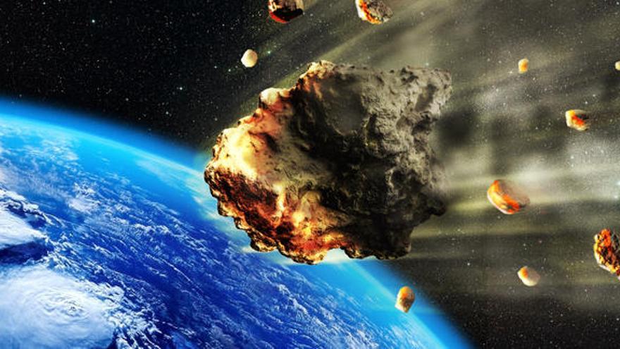 Recreación de un asteroide dirigiéndose a la Tierra.