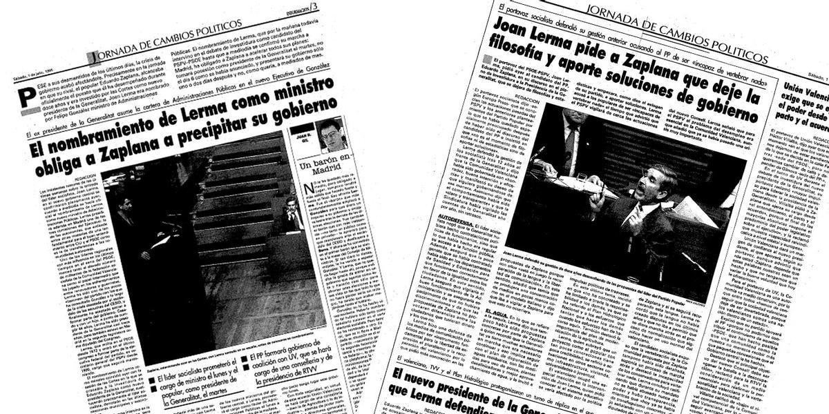 Dos páginas del diario INFORMACIÓN  del 1 de julio de 1995