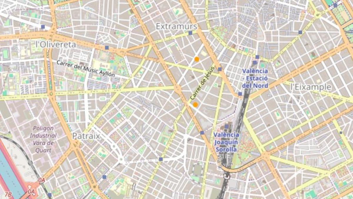 Los puntos donde ha impactado el rayo