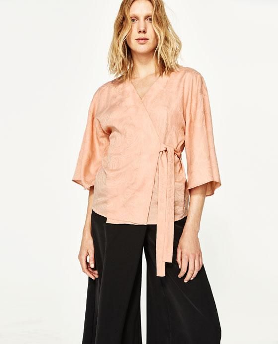 Blusa kimono jacquard, Zara