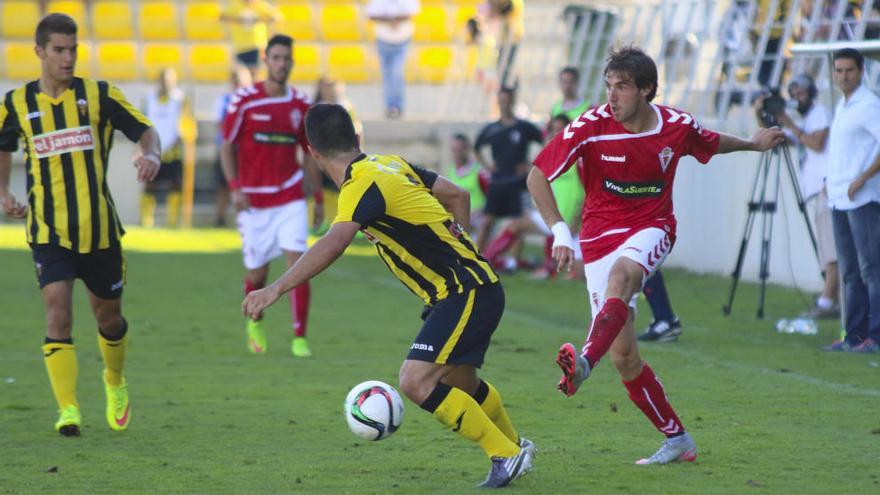 Sergio García, en un reciente partido del Real Murcia