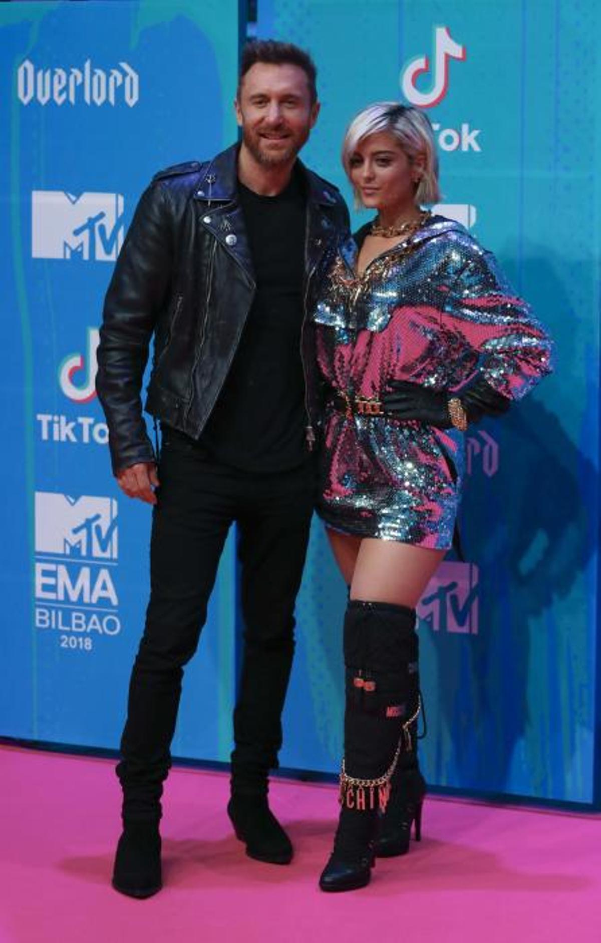 Bebe Rexha and David Guetta pose as they arrive ...