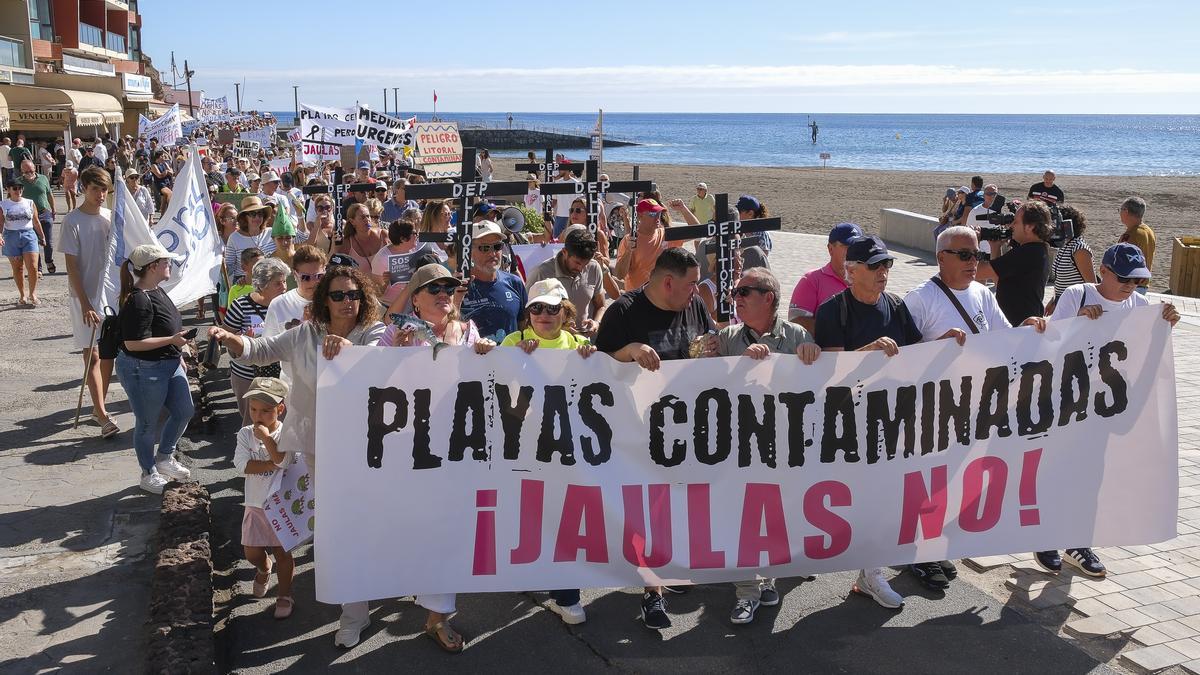 Manifestación el pasado 16 de noviembre en la playa de Melenera en protesta por el vertido contaminante.