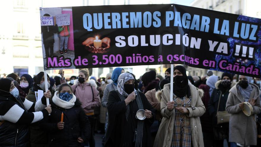 Vecinos de la Cañada Real en una protesta en diciembre.