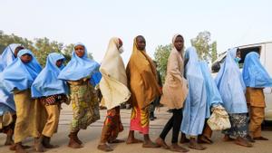 Algunas de las niñas secuestradas en Nigeria.