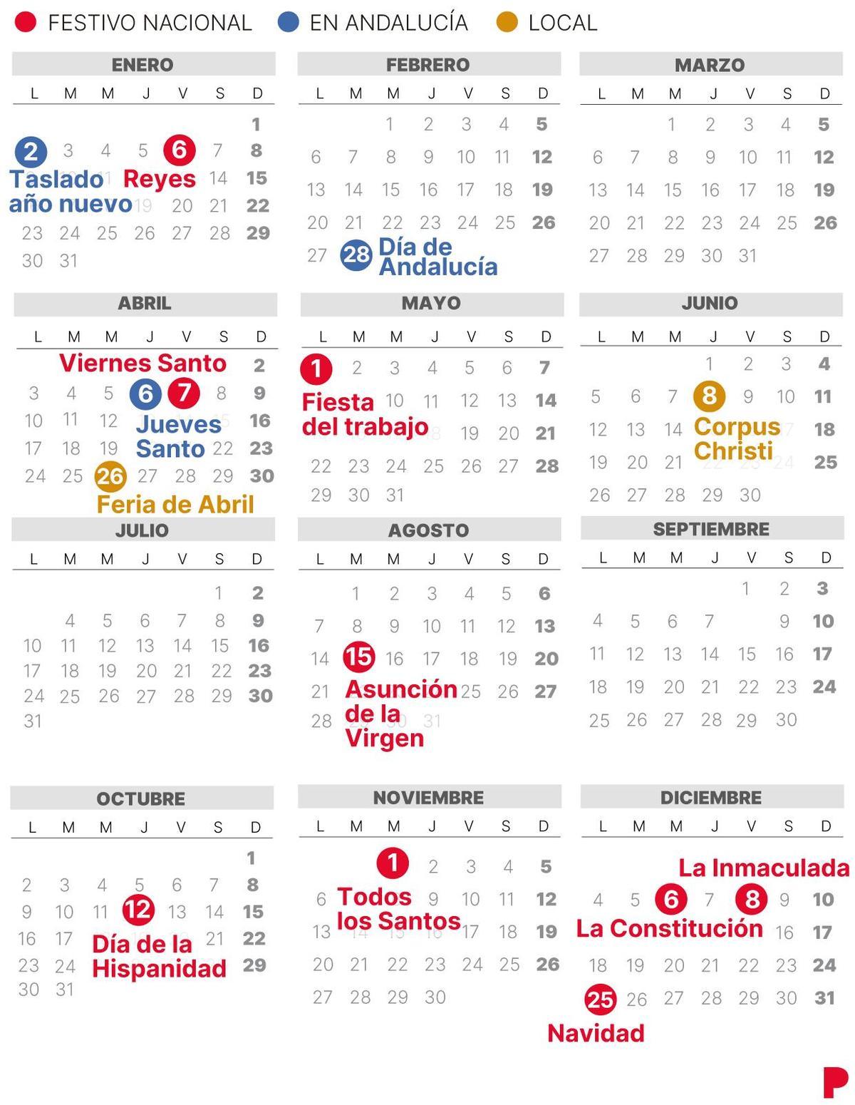 CALENDARIO laboral SEVILLA 2023 (con todos los FESTIVOS)