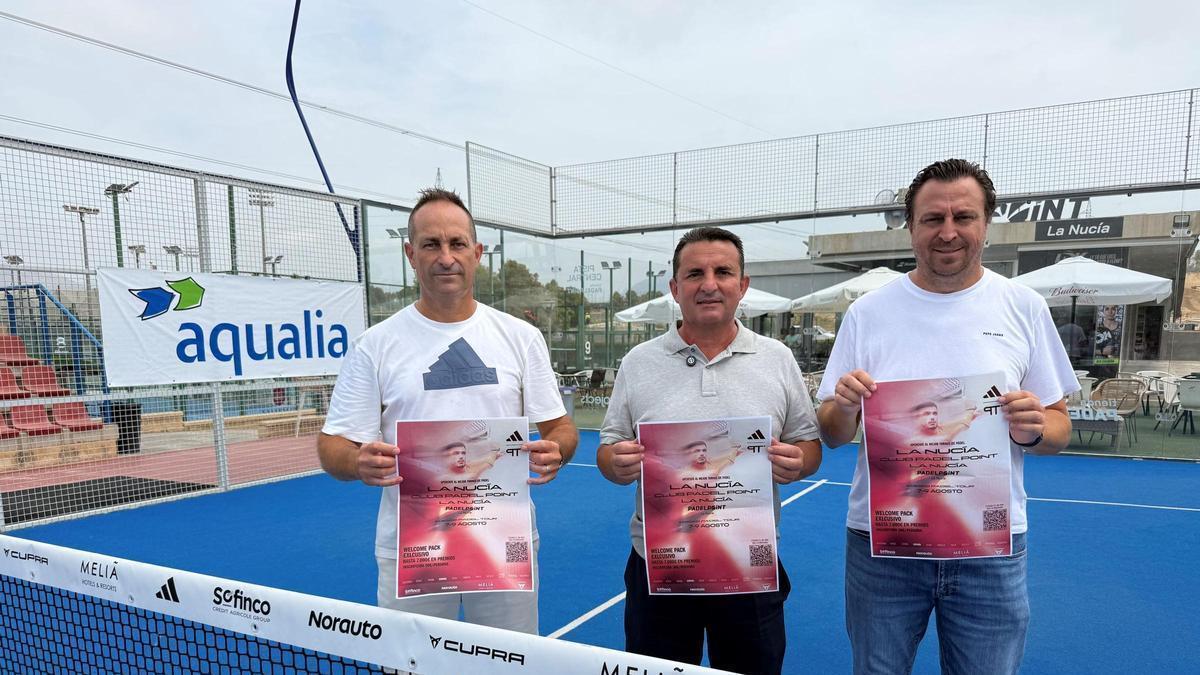Álex González, CEO de Padelpoint La Nucía, Bernabé Cano, alcalde de La Nucía y Sergio Villalba, concejal de Deportes
