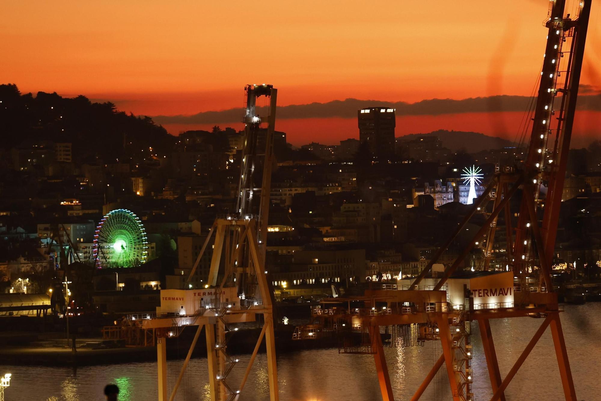 Un espectáculo de luz natural como escenario de la Navidad de Vigo