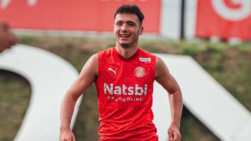 Arnau Martínez, durante un entrenamiento con el Girona