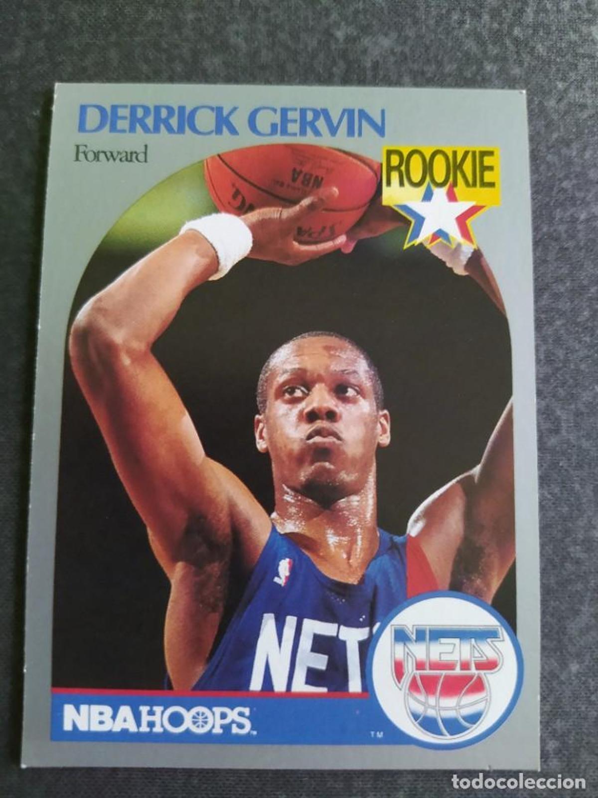 Cromo de Derrick Gervin de su etapa en los New Jersey Nets.