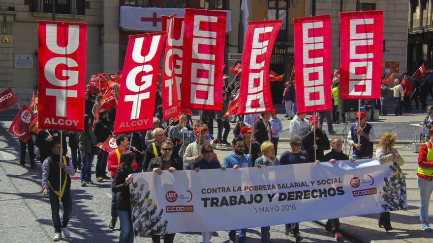 Imagen de la última manifestación del Primero de Mayo en Alcoy.