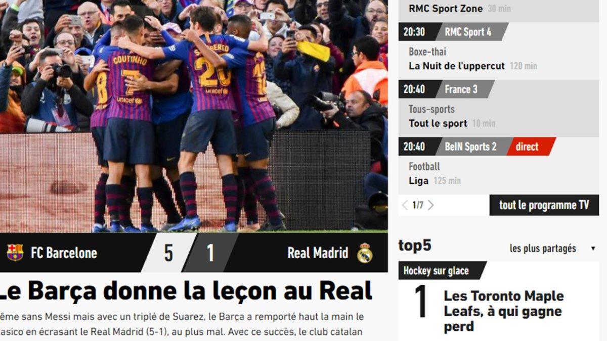 La noticia de L'Equipe tras el clásico