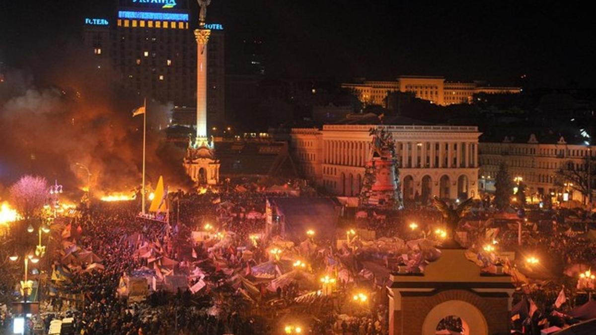 Vista general de la Plaza de la Independencia de Kiev.