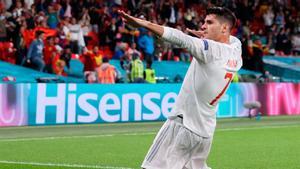 Morata celebra el gol ante Italia en la semifinal de la Eurocopa