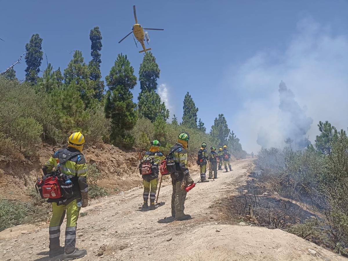 Equipos de La Gomera y El Hierro trabajan sobre el incendio de Gran Canaria