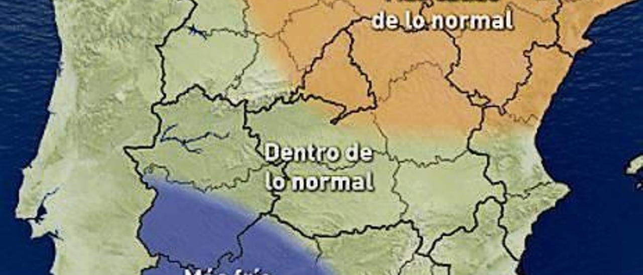 Mapa de las temperaturas. Fuente: eltiempo.es