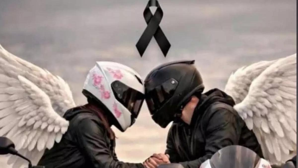 Fotomuntatge realitzat pels aficionats a les motos en homenatge a Orimar i Adrián, parella morta en accidents amb menys de 24 hores de diferència