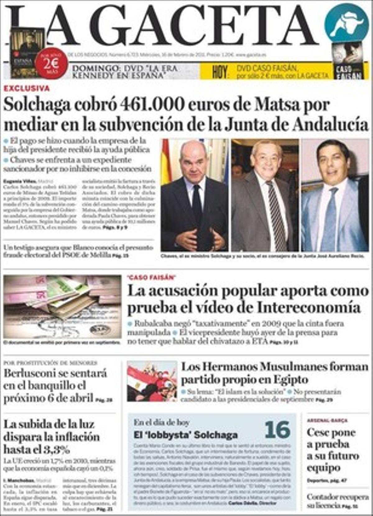 ’La Gaceta’ destaca a més que l’aprovació de la ’llei Sinde’ permetrà que un jutge pugui tancar una web en 10 dies.