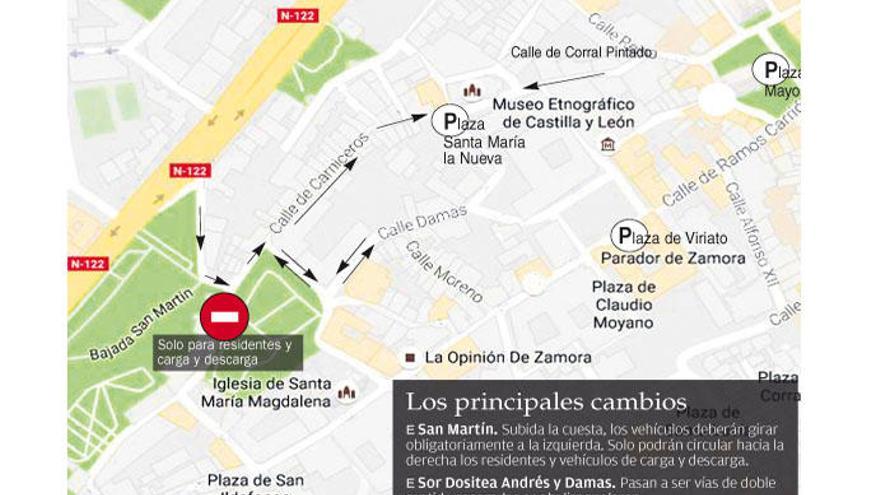 Las calles de Sor Dositea Andrés y Damas concentrarán el tráfico en el Casco Histórico