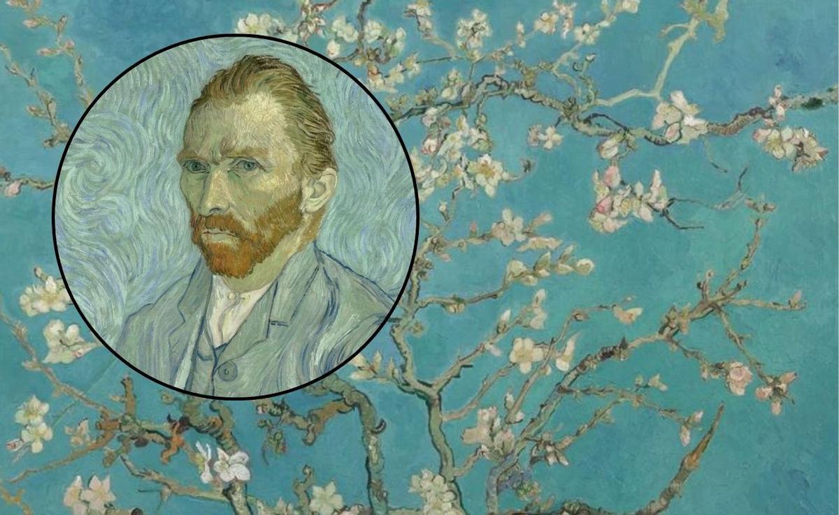 Autorretrato de Vincent Van Gogh y el cuadro 'Almendro en flor'